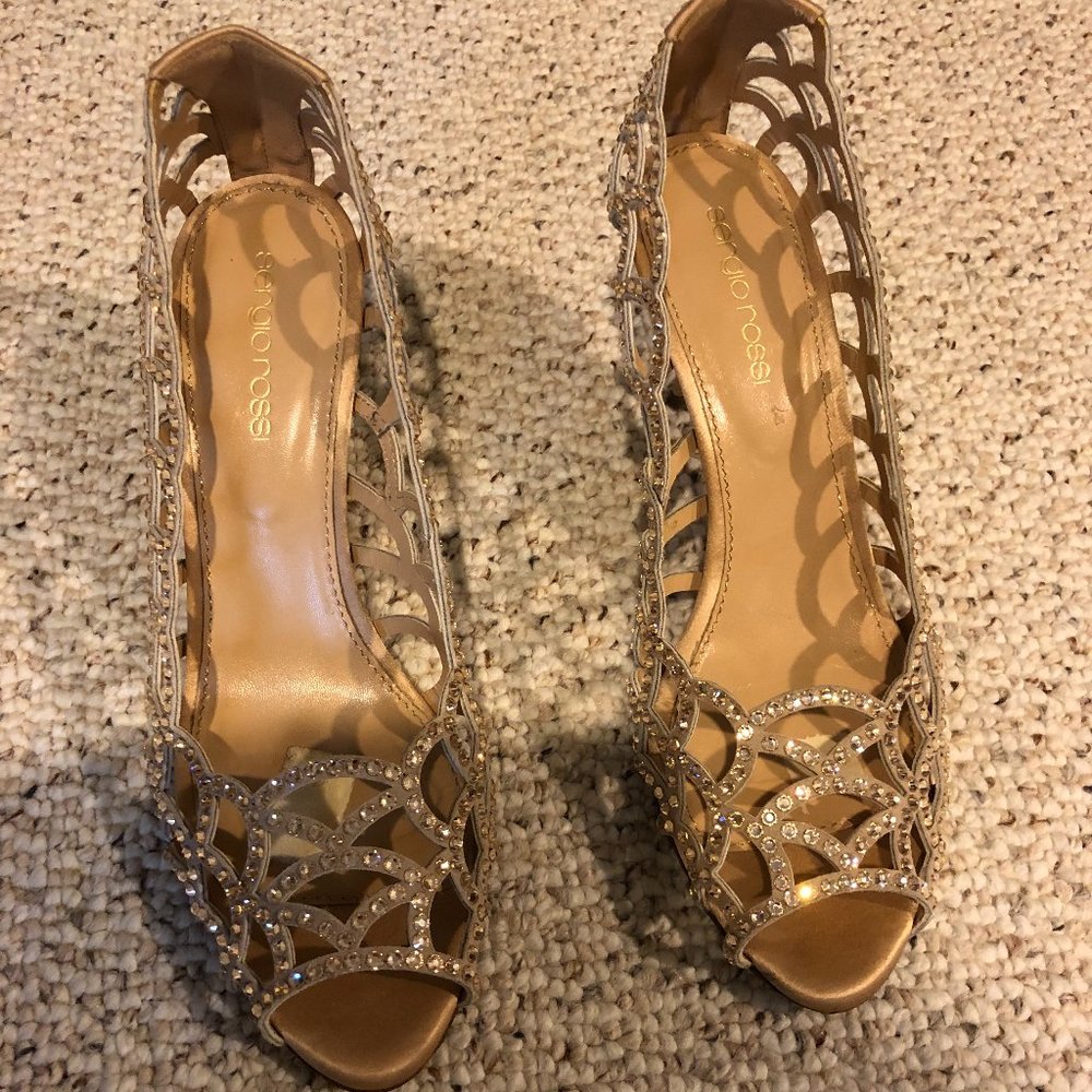 Sergio Rossi Sparkly peep toe heels